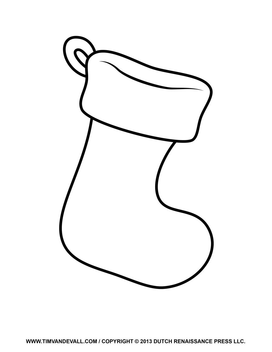 Free Christmas Stocking Template Coloring Page Clipart Decorations 