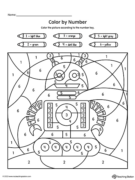  FREE Color By Number Robot Printable Worksheet MyTeachingStation