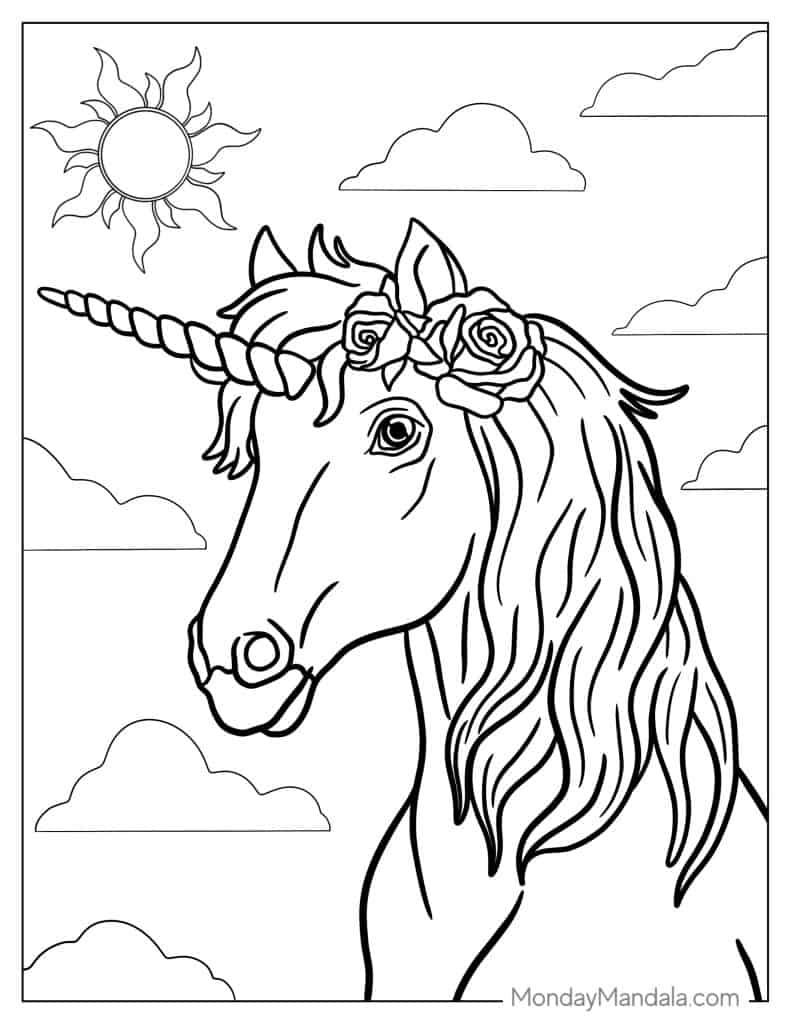 Free Coloring Pages Of Unicorns