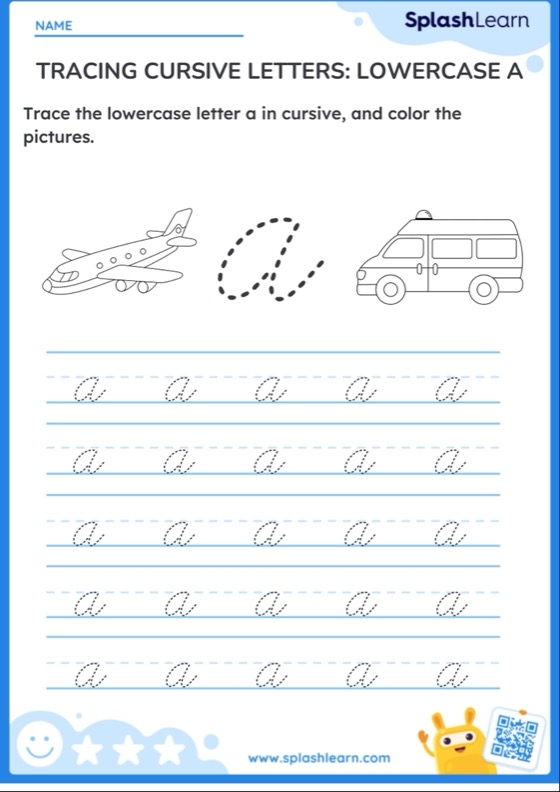 learning cursive letters worksheets