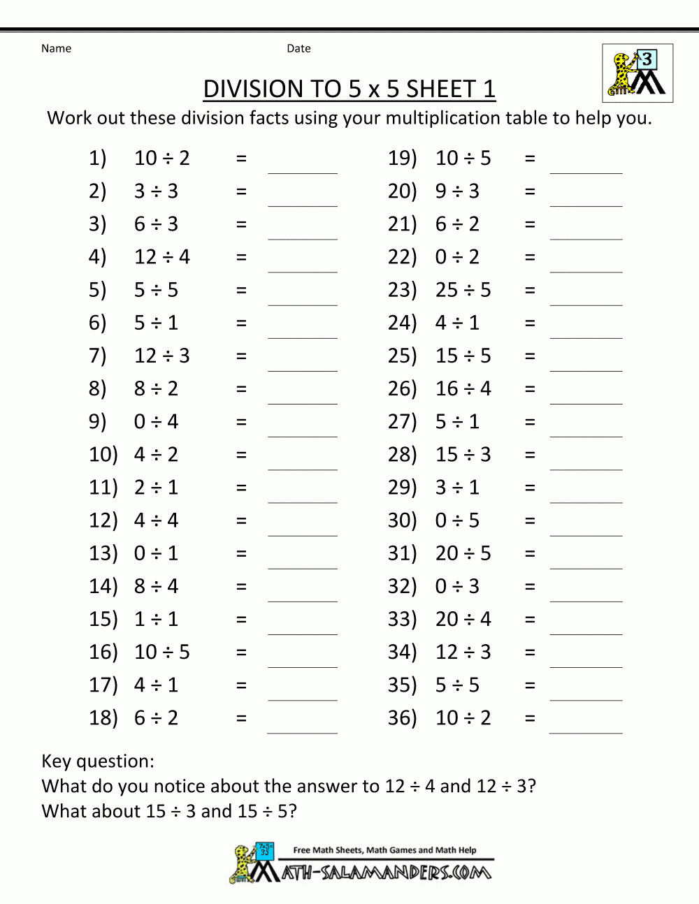 free printable division worksheets