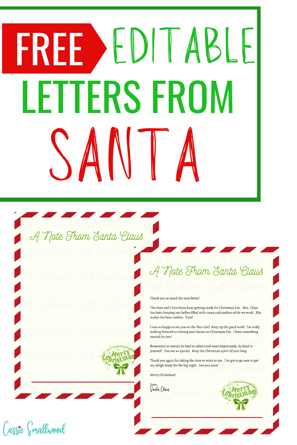 Free Editable Letter From Santa Template Cassie Smallwood 41 OFF