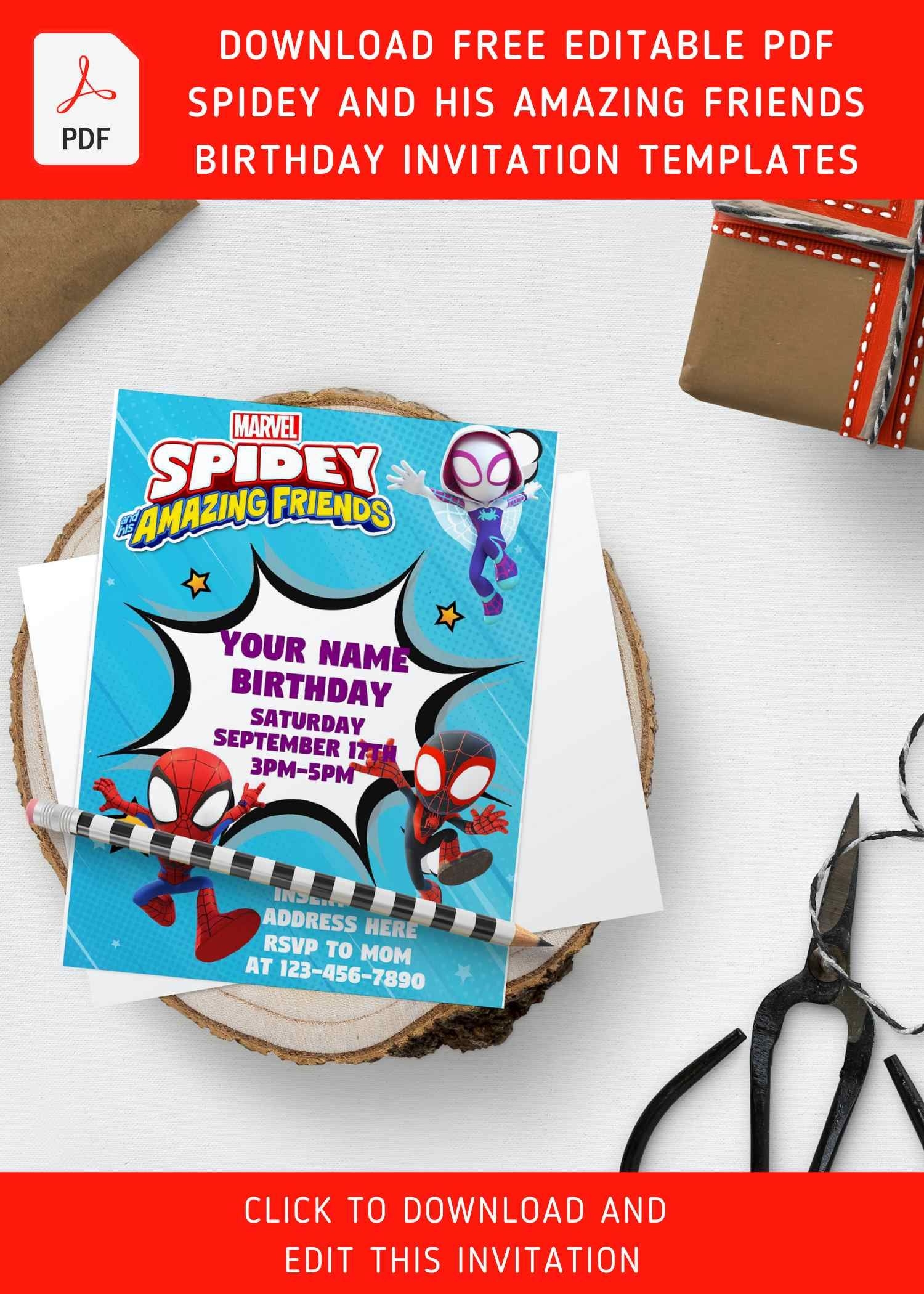 Free Editable PDF Epic Spidey And His Amazing Friends Birthday