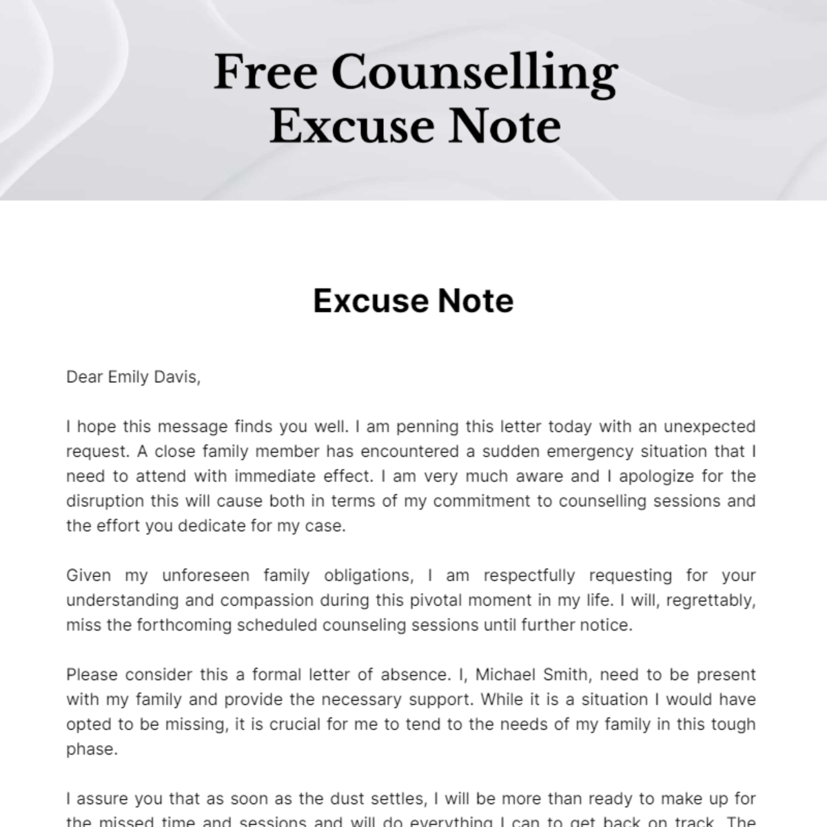 free printable work excuse template