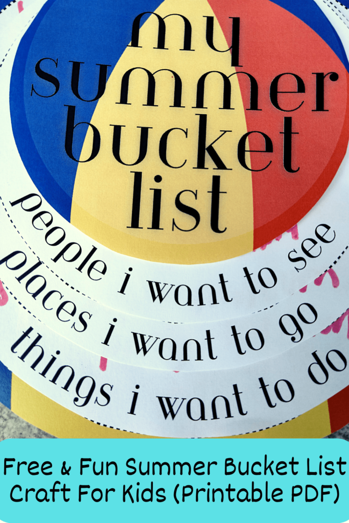 Free Fun Summer Bucket List Craft For Kids Printable PDF 