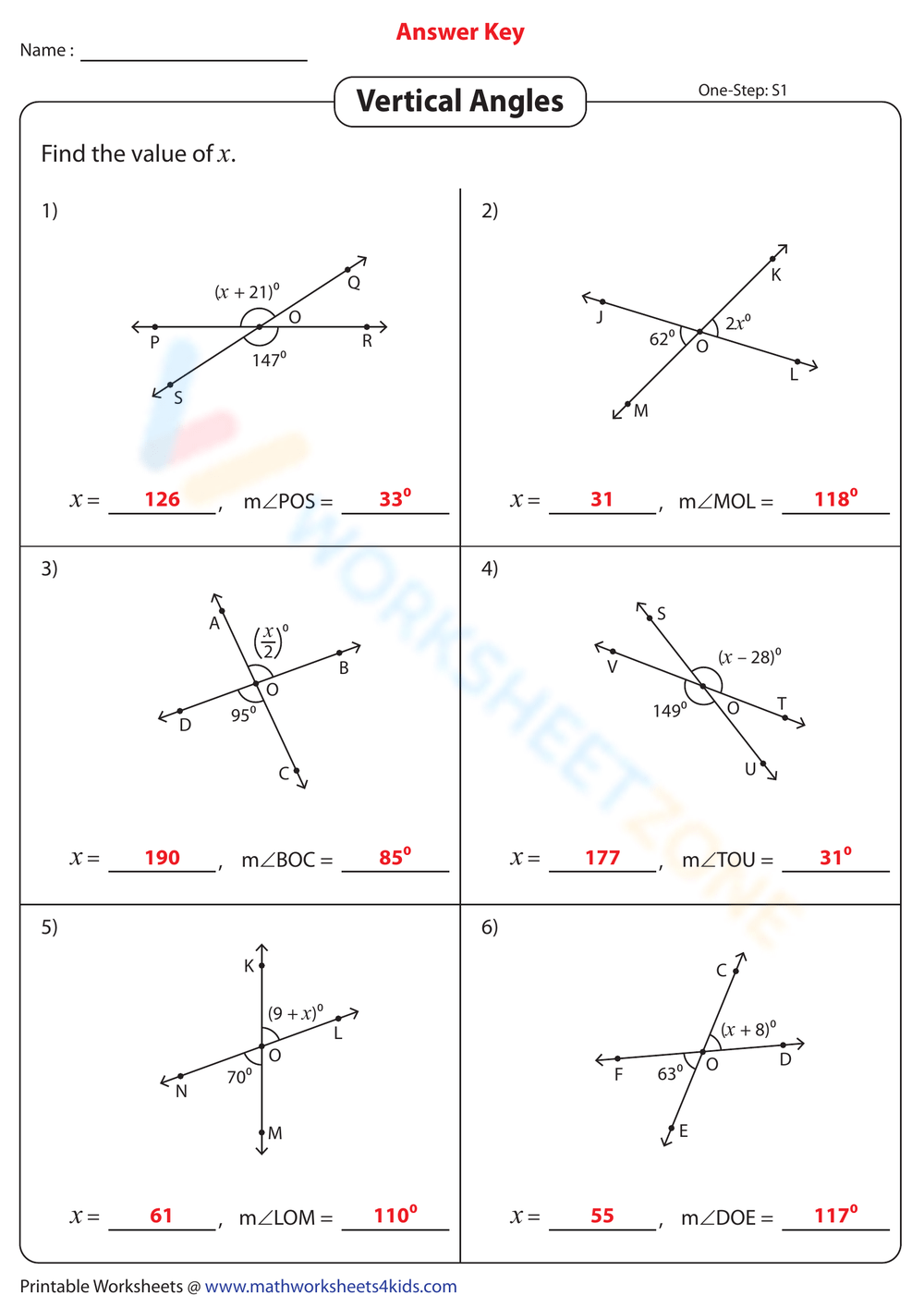 Free Geometry Vertical Angles Worksheet Download Free Geometry 