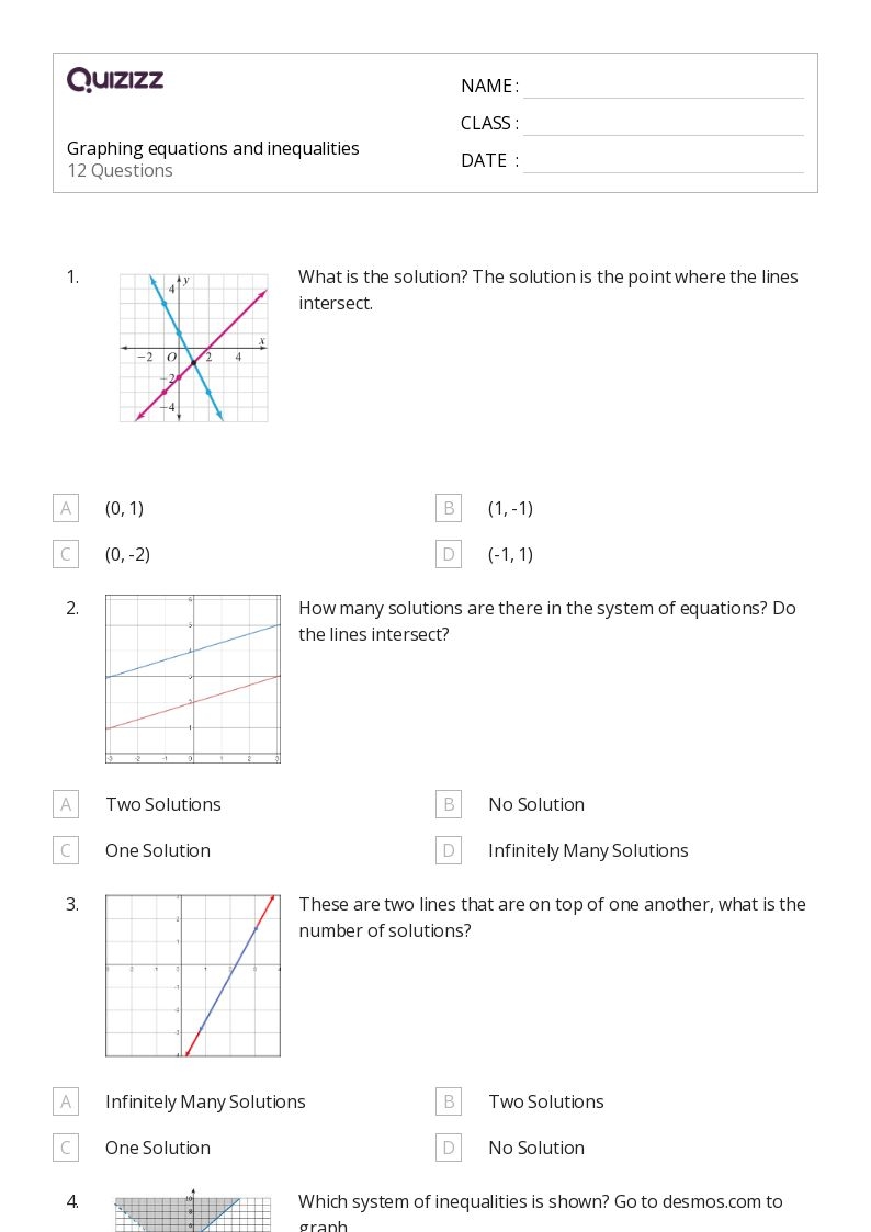 Free Graphing Linear Equations And Inequalities Worksheet Download 