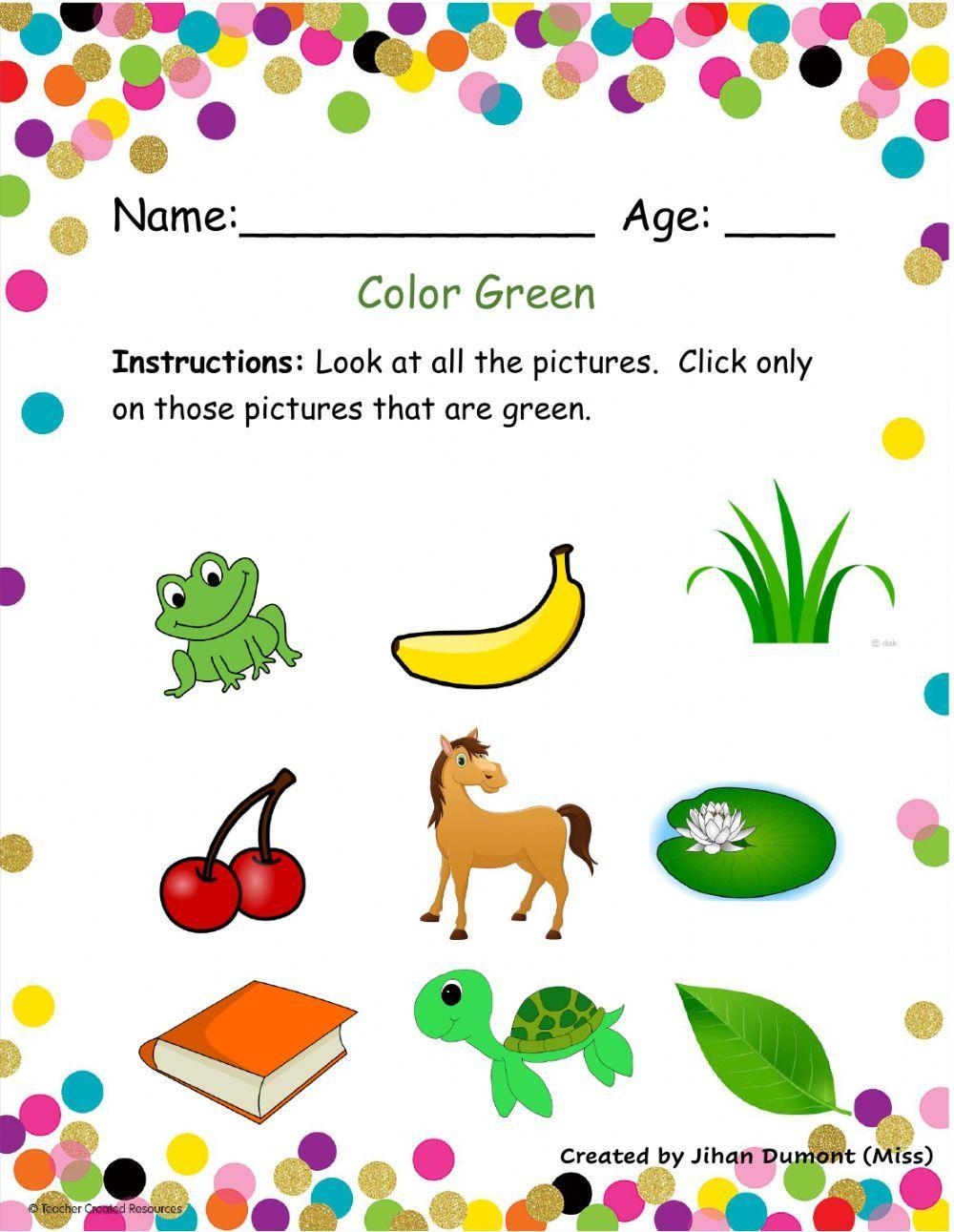 green colour worksheet