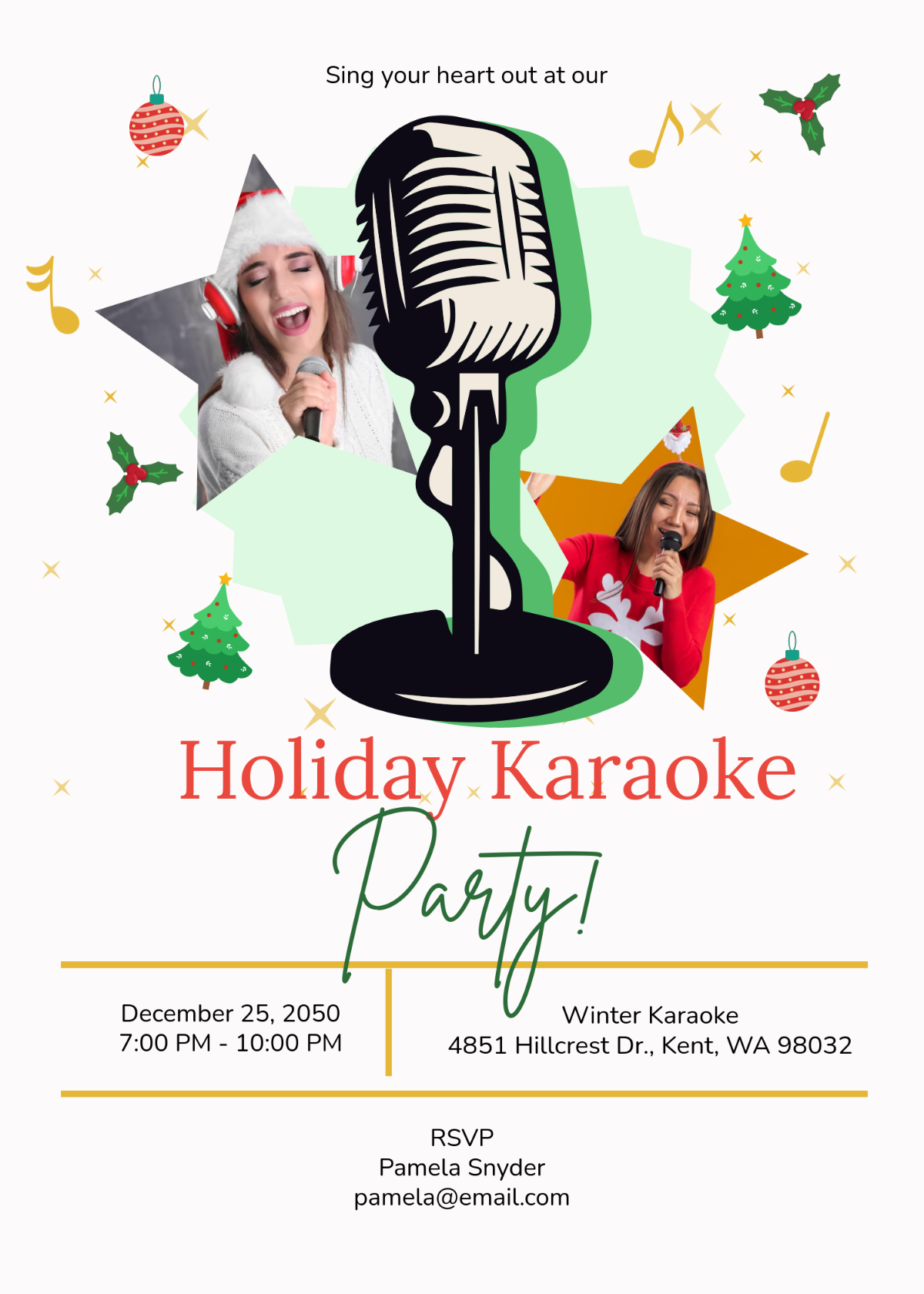 Free Holiday Karaoke Invitation Template To Edit Online