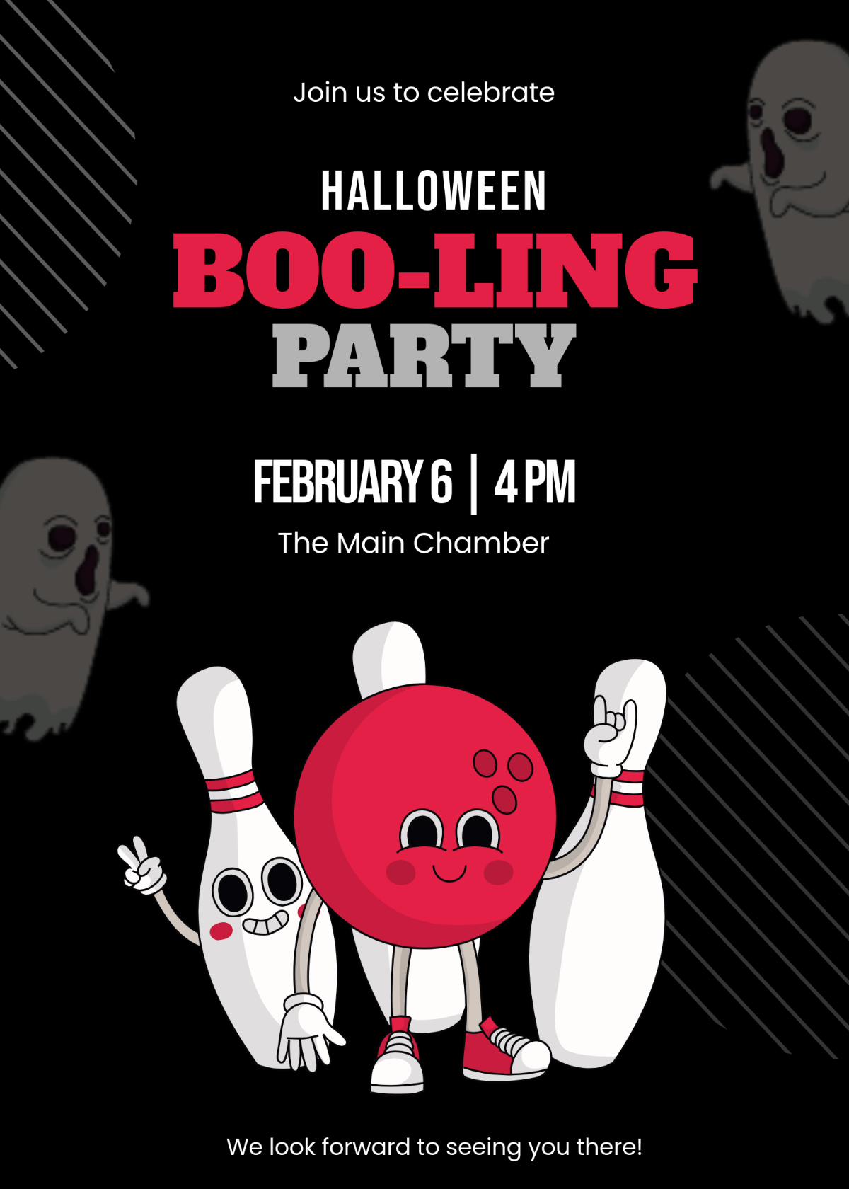 neon bowling invitation template