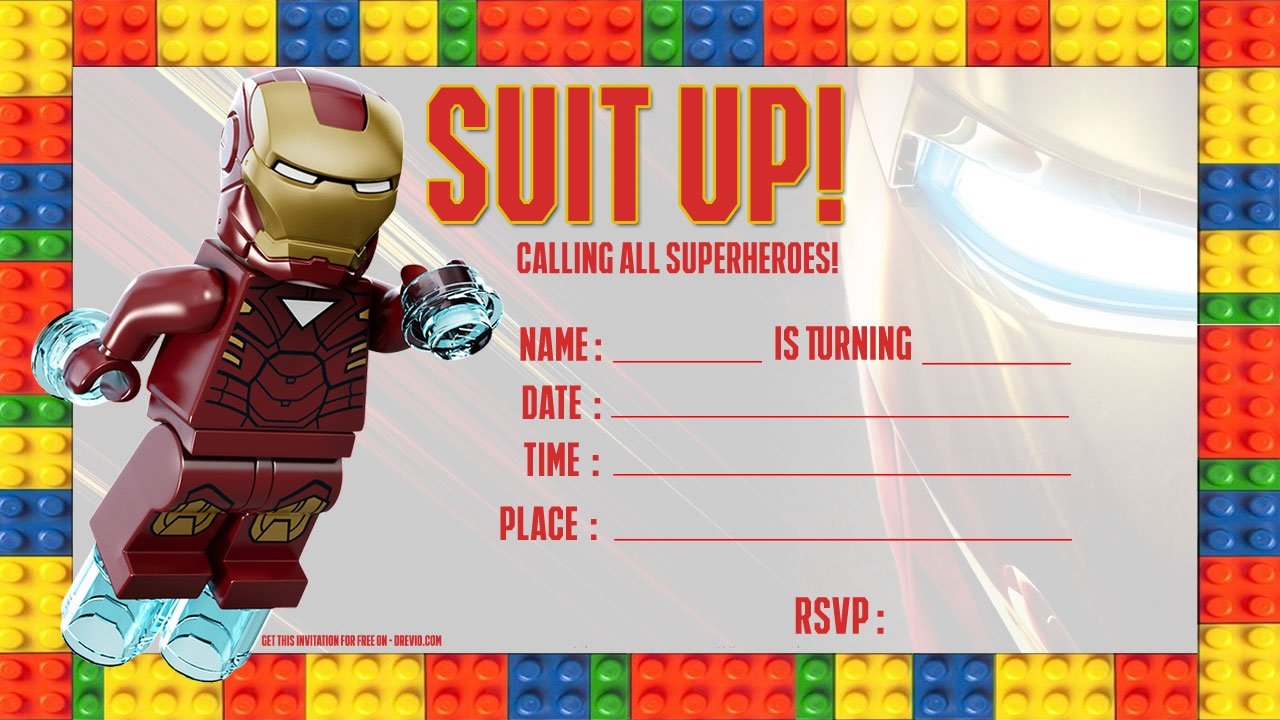 Free Iron Man Lego Invitation Template Download Hundreds FREE 