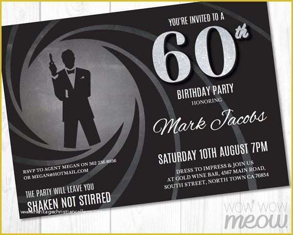 Free James Bond Invitation Template Of 60th Birthday Invite Party