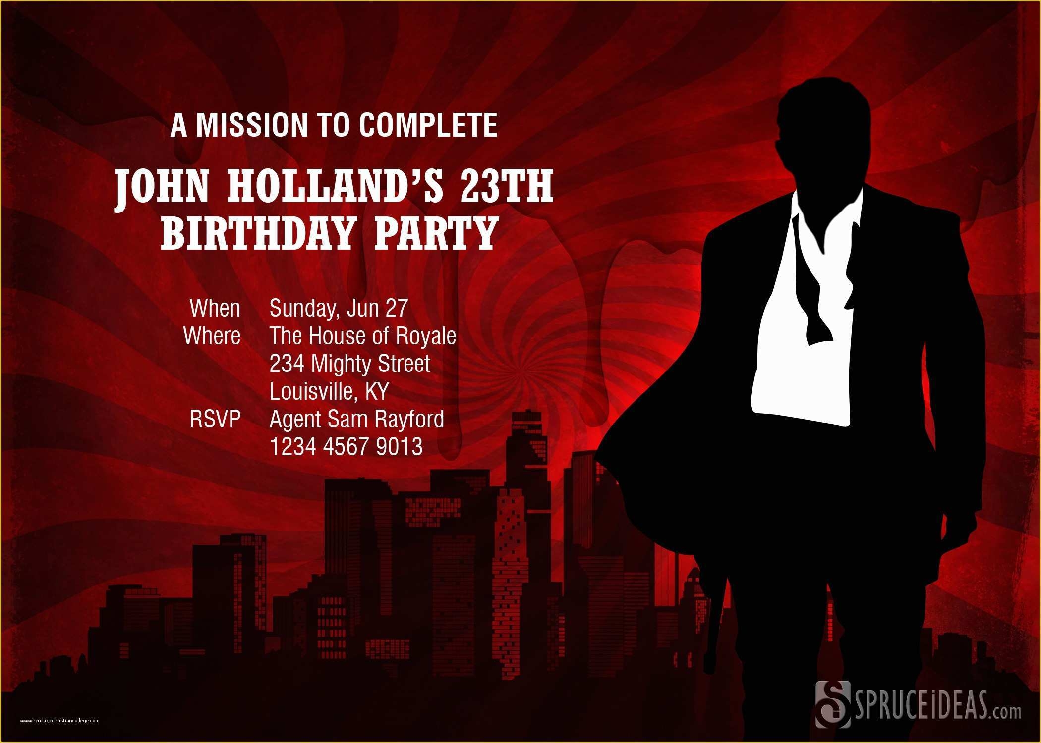 Free James Bond Invitation Template Of Free James Bond Party Invitation 
