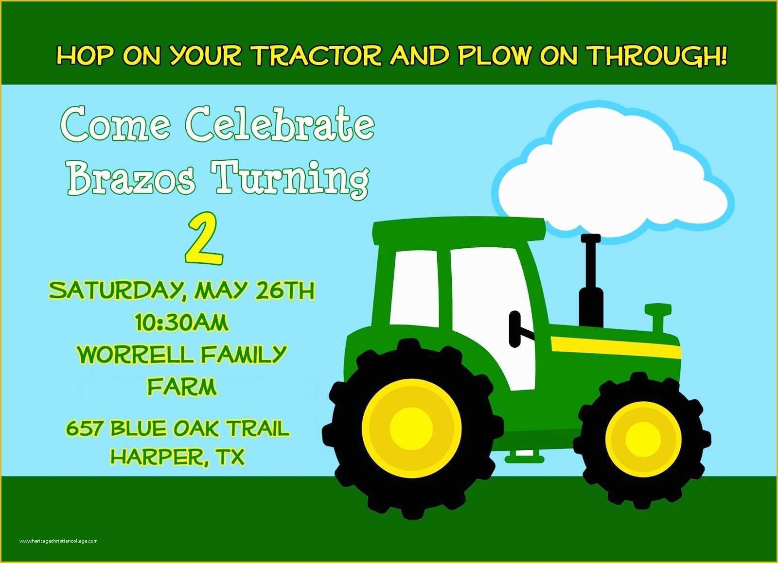 Free John Deere Invitation Template Of Baptism Invitation John Deere 