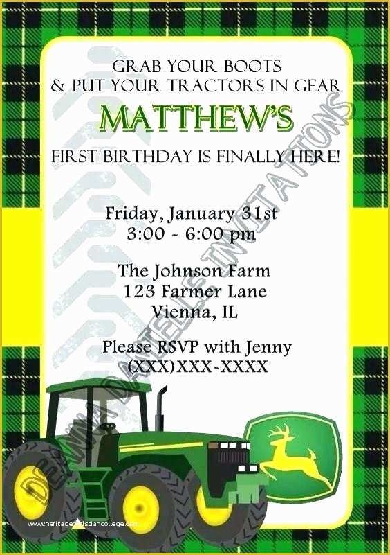 Free John Deere Invitation Template Of John Deere Birthday Invitations 