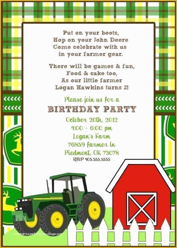 Free John Deere Invitation Template Of John Deere Birthday Invitations 
