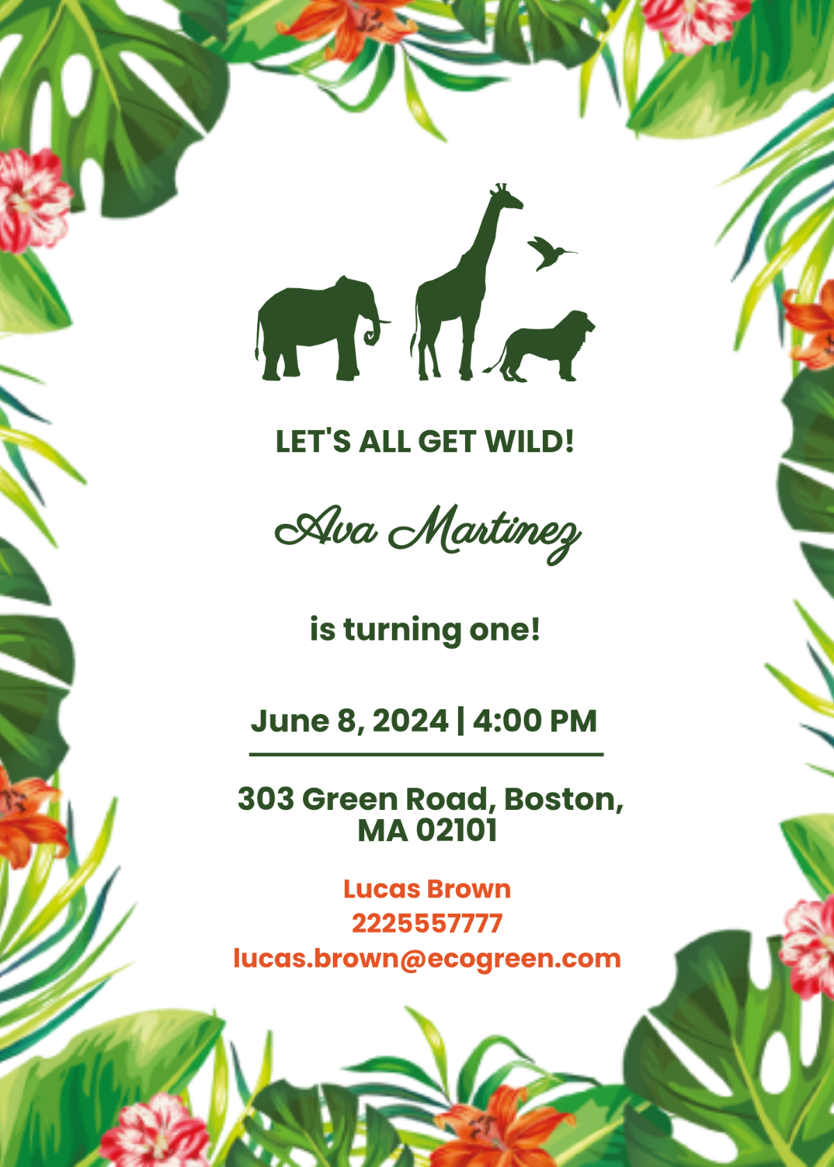 Free Jungle Birthday Invitation Card Template To Edit Online