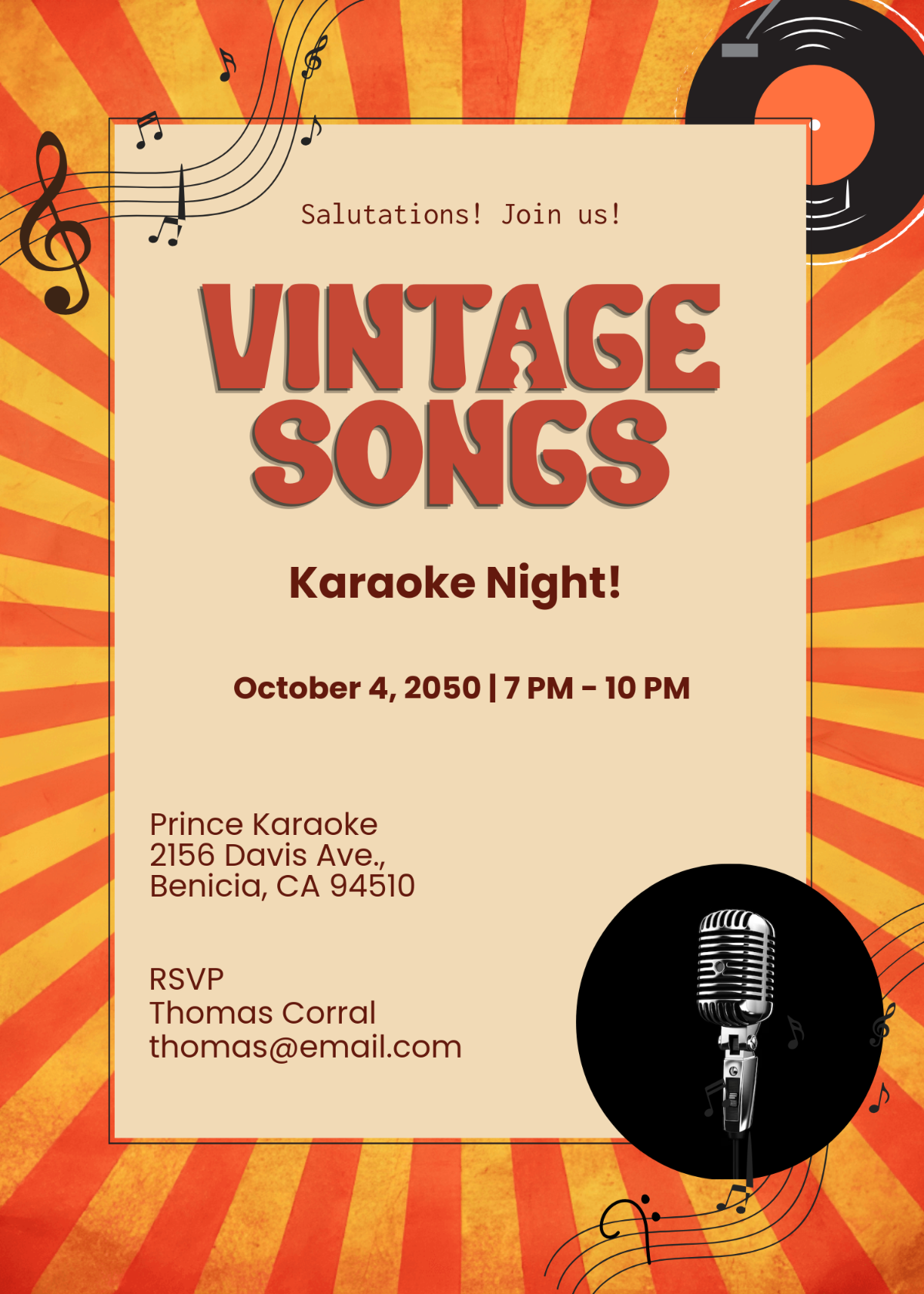 Free Karaoke Invitation Template To Edit Online