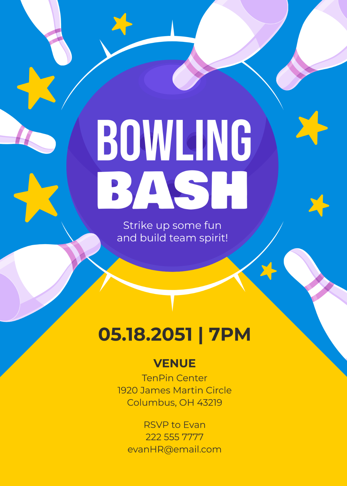 Free Kids Bowling Invitation Template To Edit Online