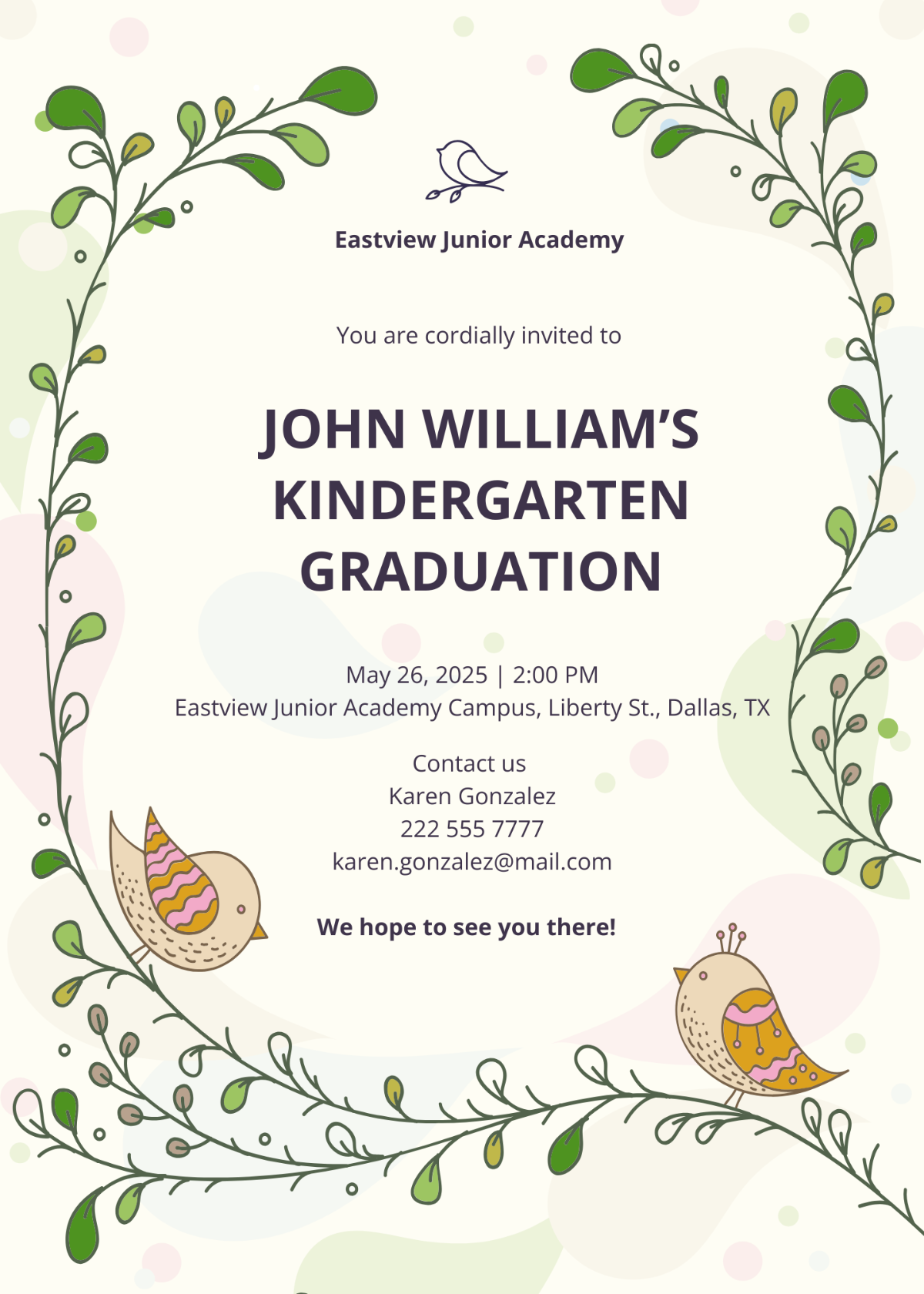 Free Kindergarten Invitation Template To Edit Online