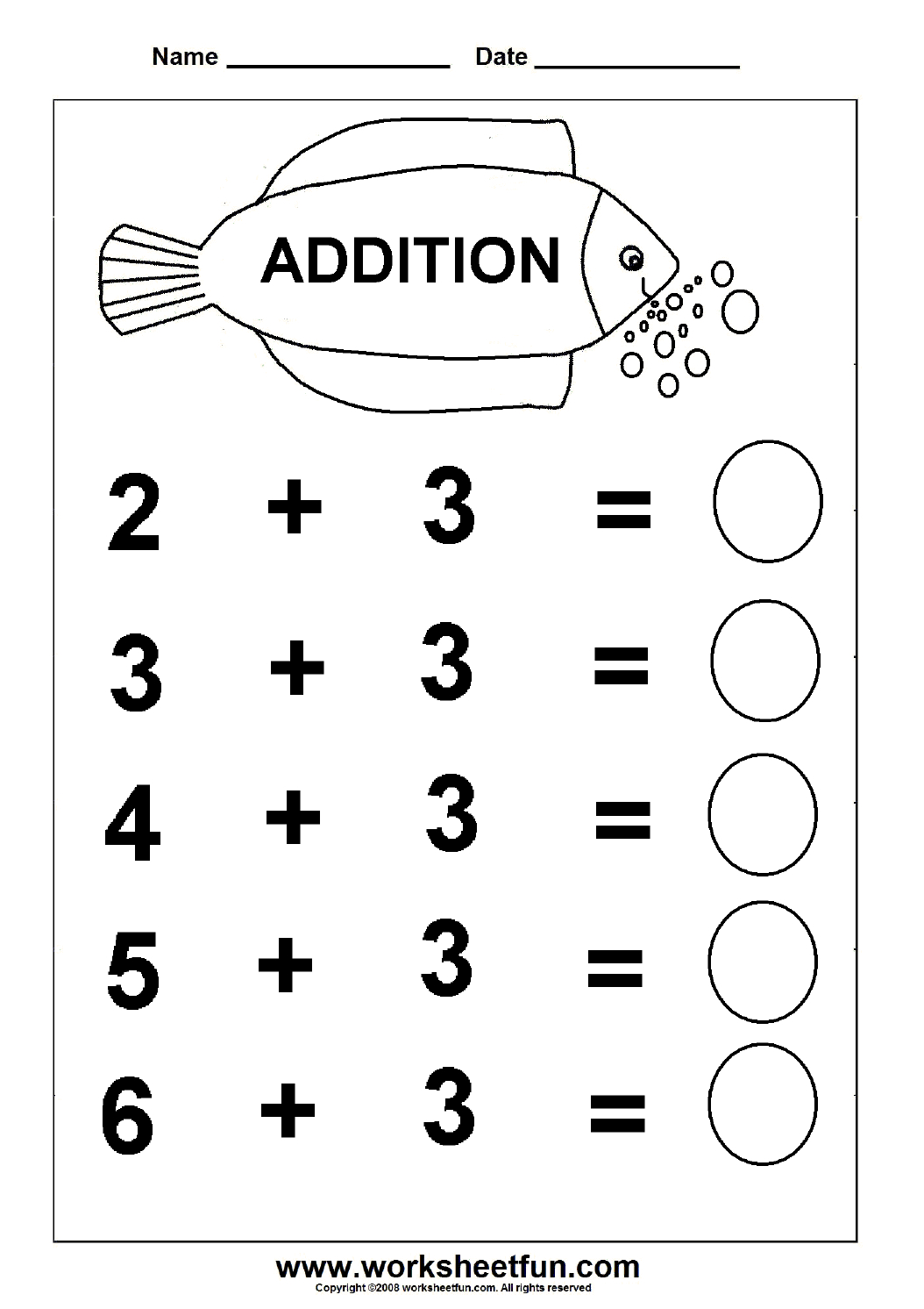 Free Kindergarten Math Worksheets Addition