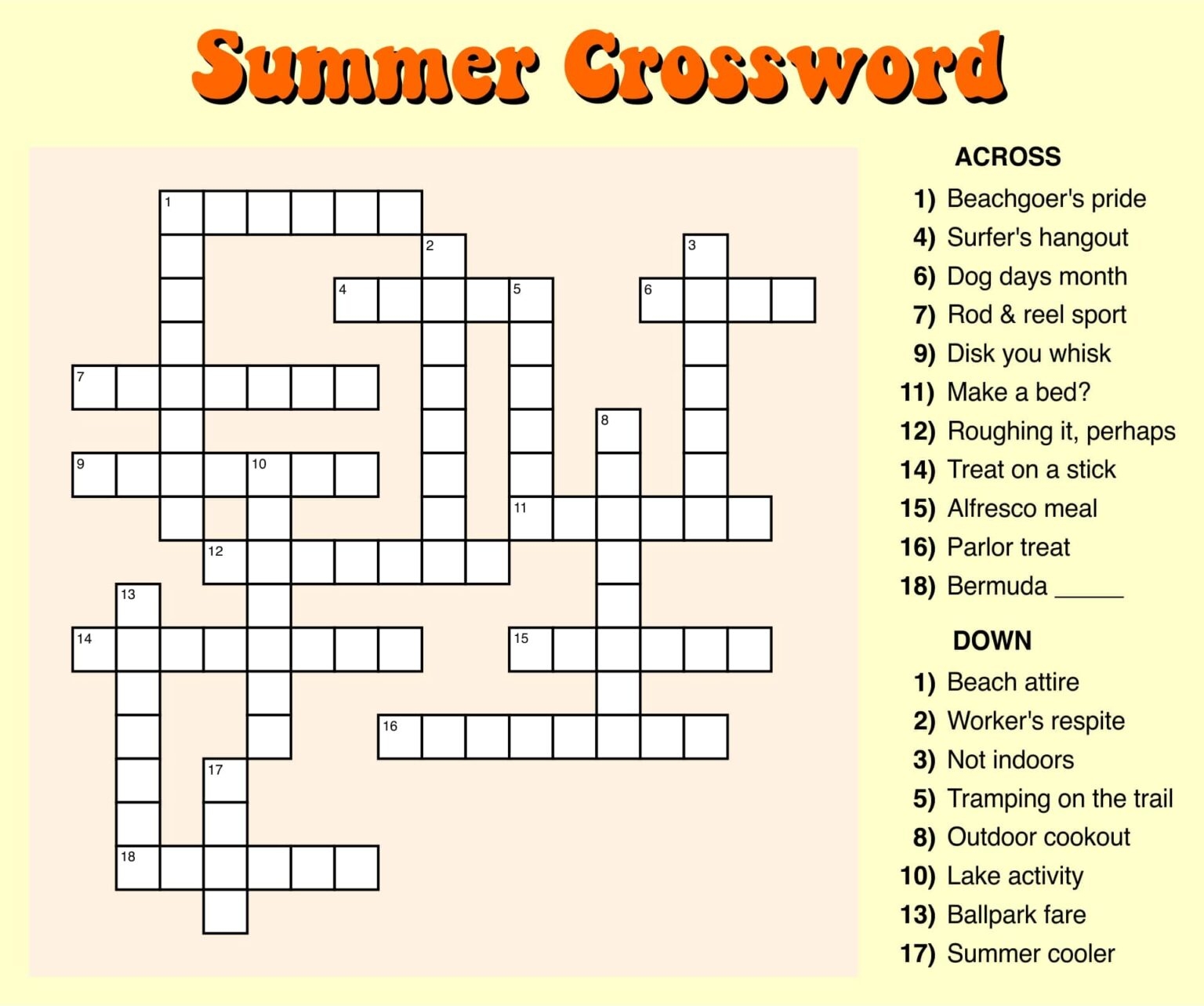free printable crossword puzzle