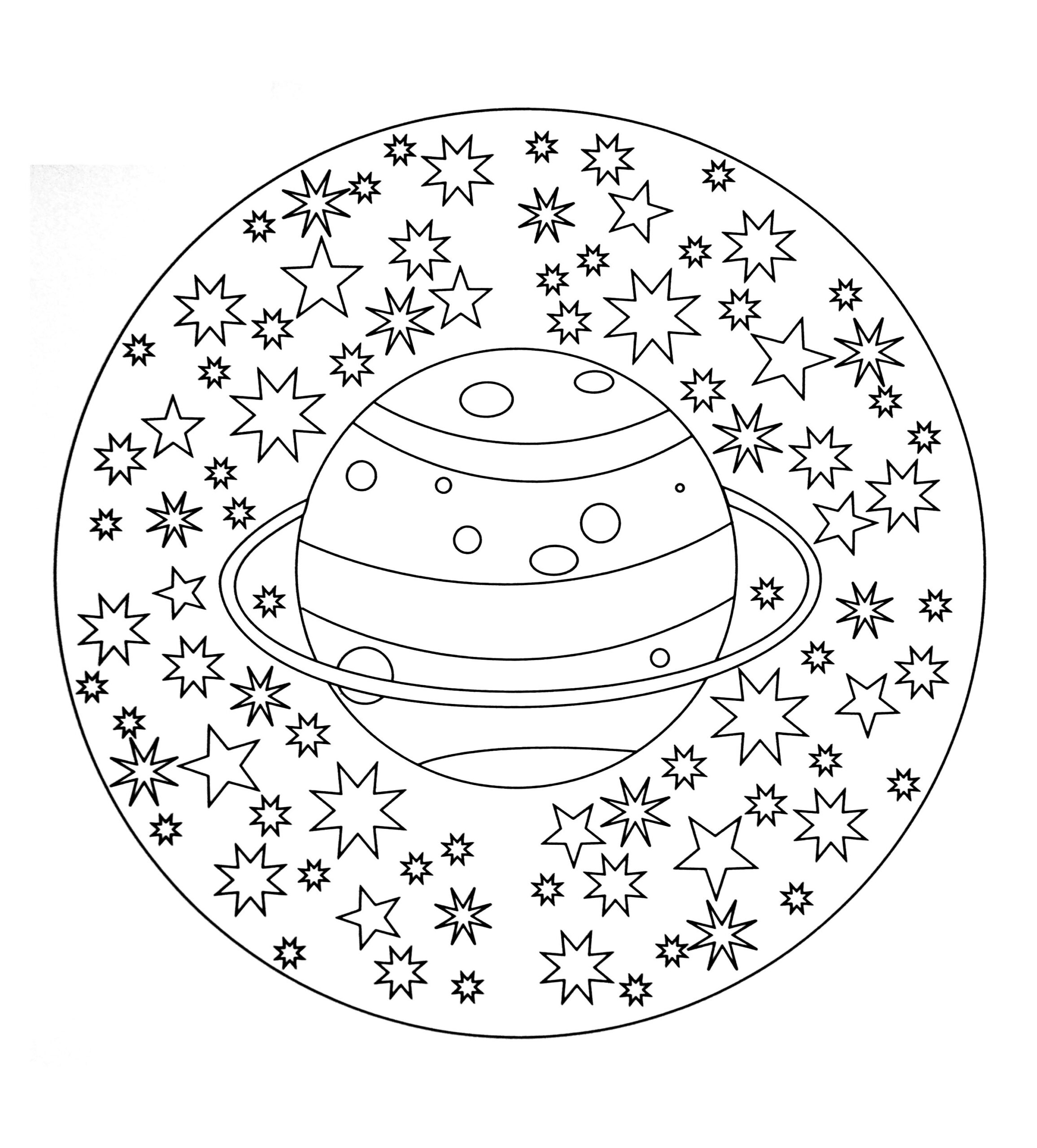 Free Mandala To Color Planet Stars M alas Adult Coloring Pages