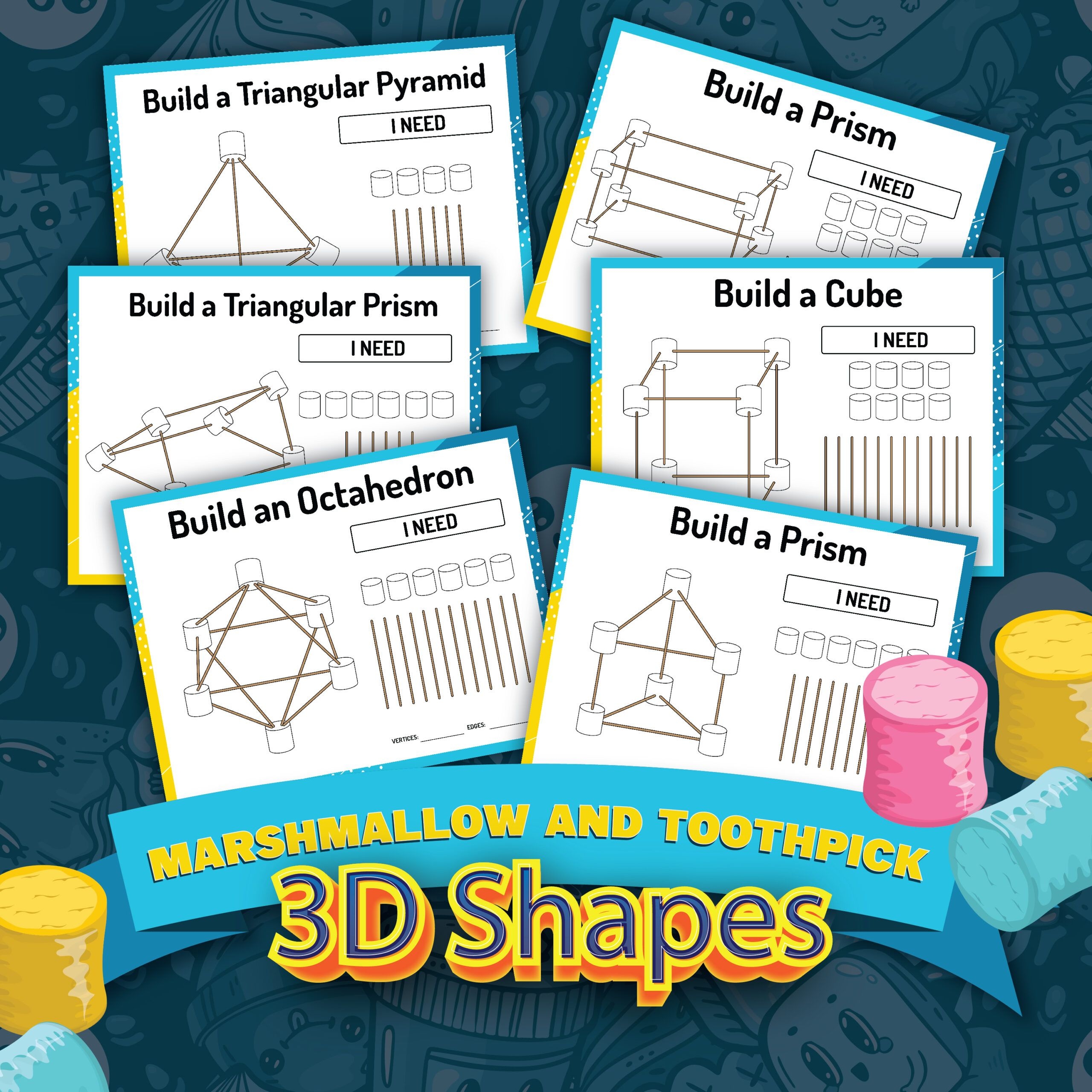 Free Marshmallow And Toothpick 3D Shape Worksheets Frugal Mom Eh 