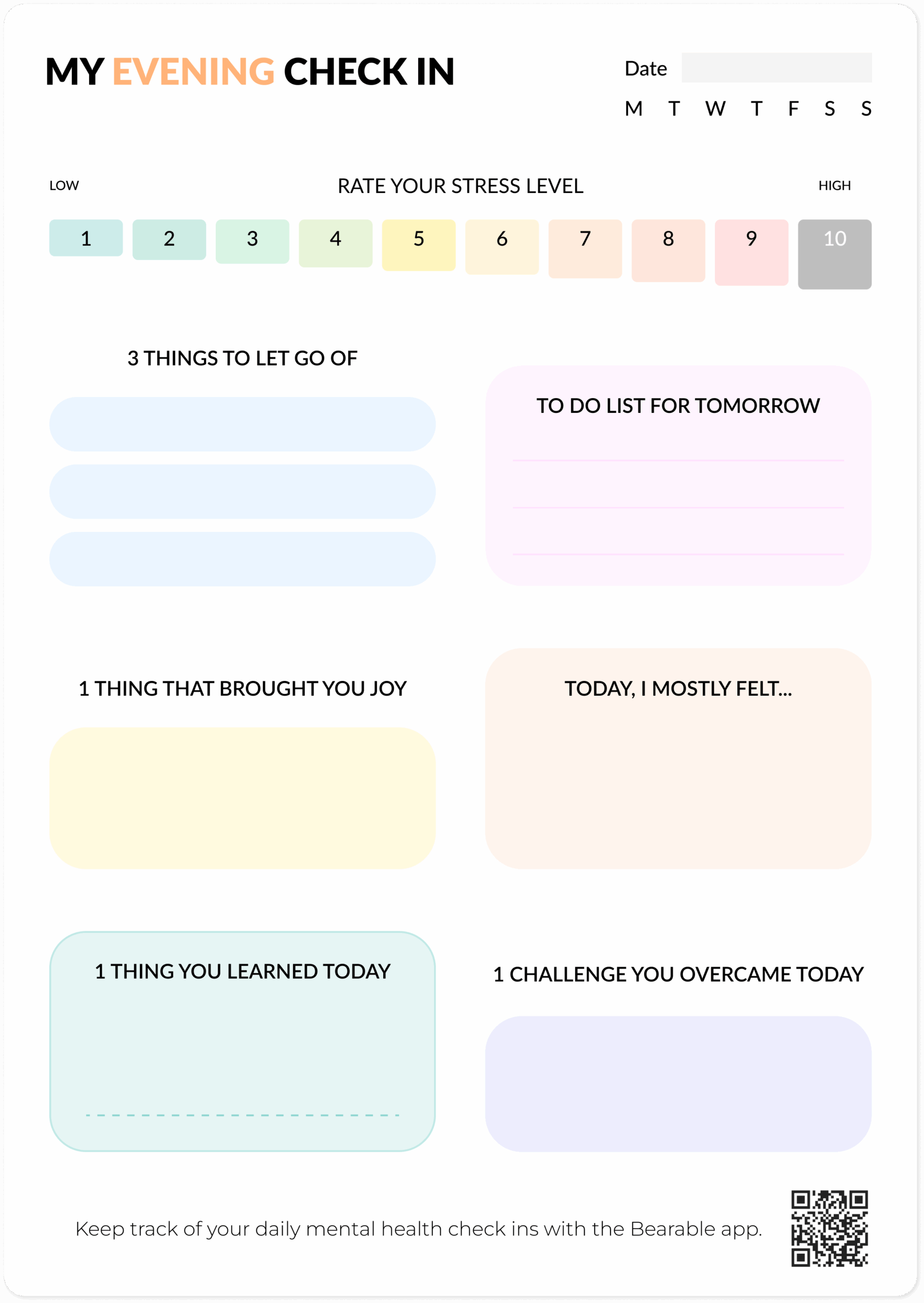 mental health check in worksheet