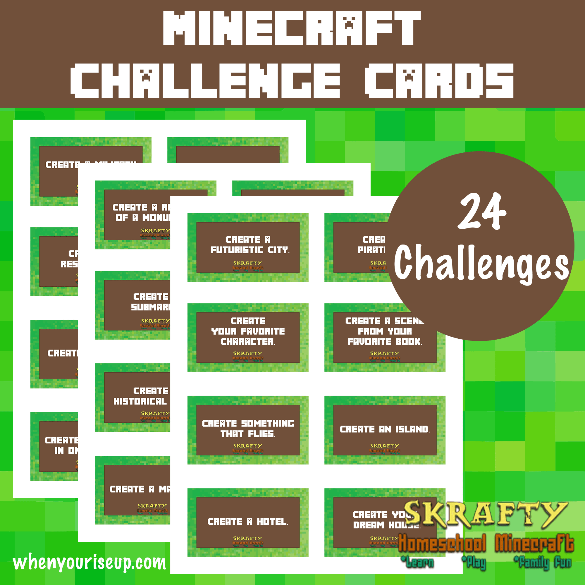 Free Minecraft Challenge Cards Printable SKrafty