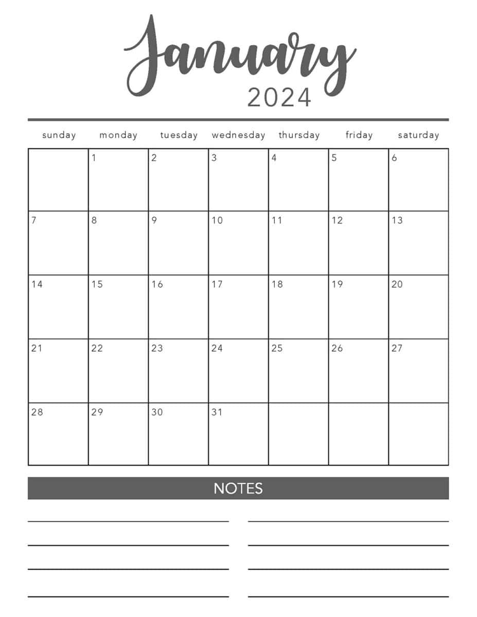 Free Monthly Calendar Template 2024 Printable Calendar 2024 
