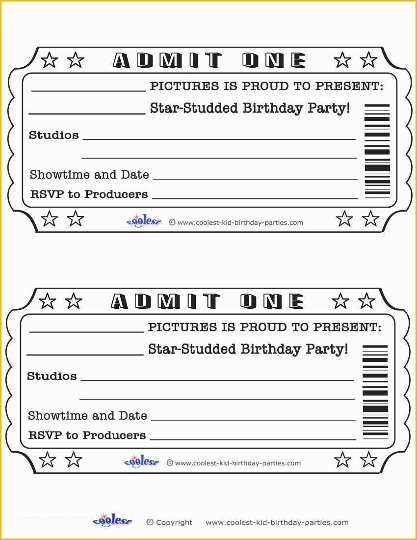 Free Movie Ticket Template Of Blank Movie Ticket Invitation Template 