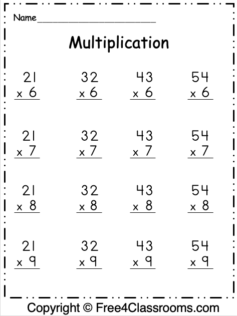 multiplication 2 digit by 2 digit worksheet pdf