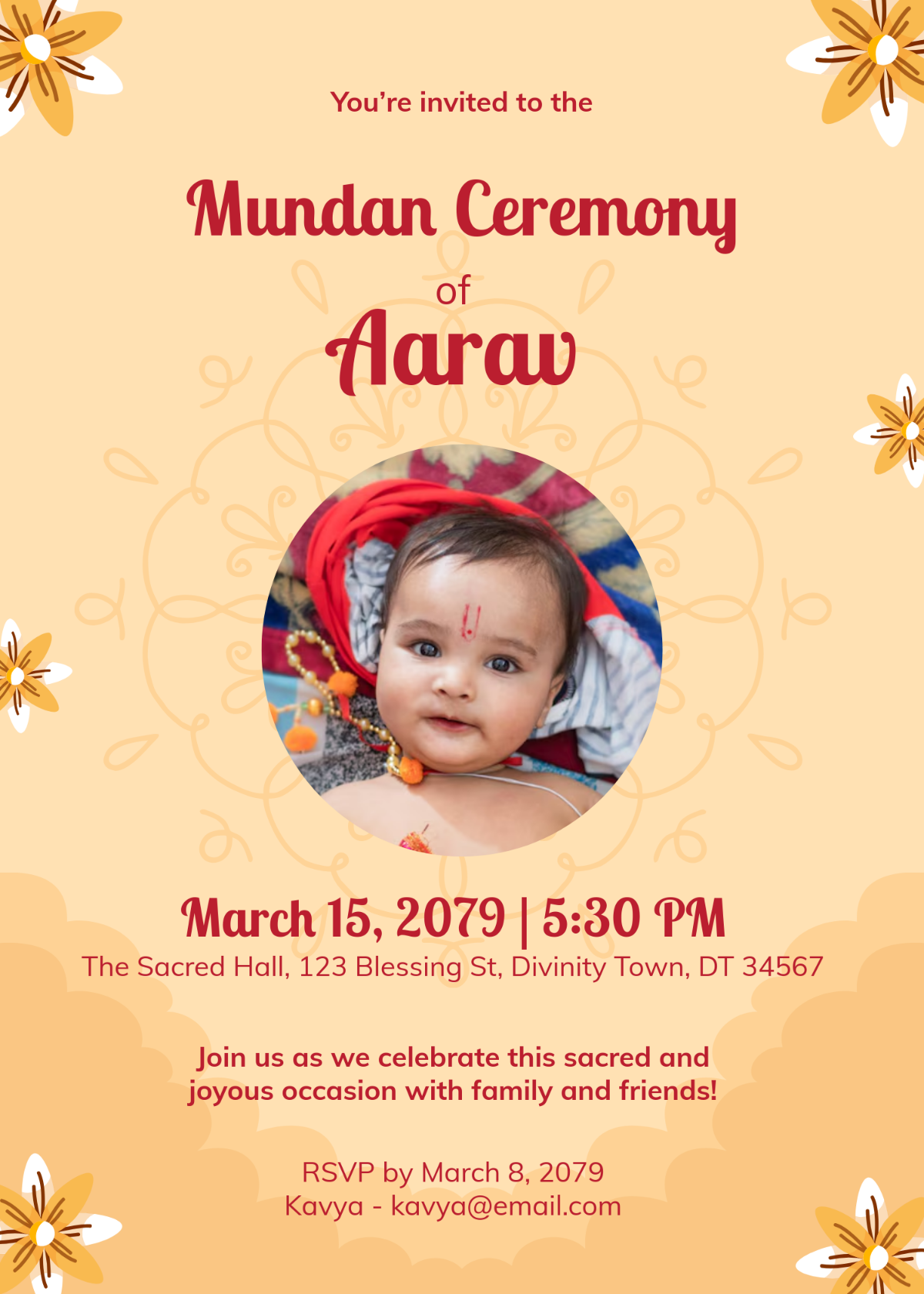 Free Mundan Ceremony Invitation Template To Edit Online