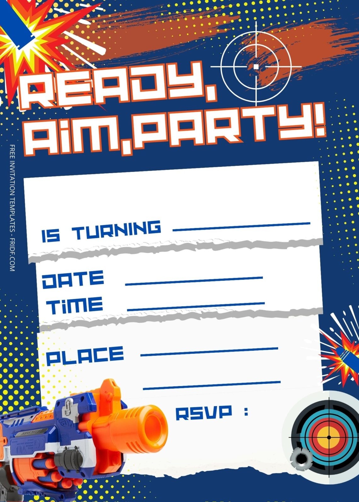 FREE Nerf Gun Birthday Invitation Templates