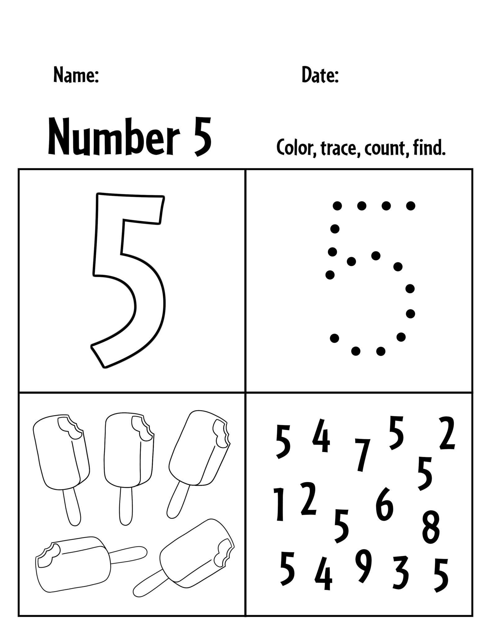 FREE Number 5 Worksheets For Preschool The Hollydog Blog In 2024 