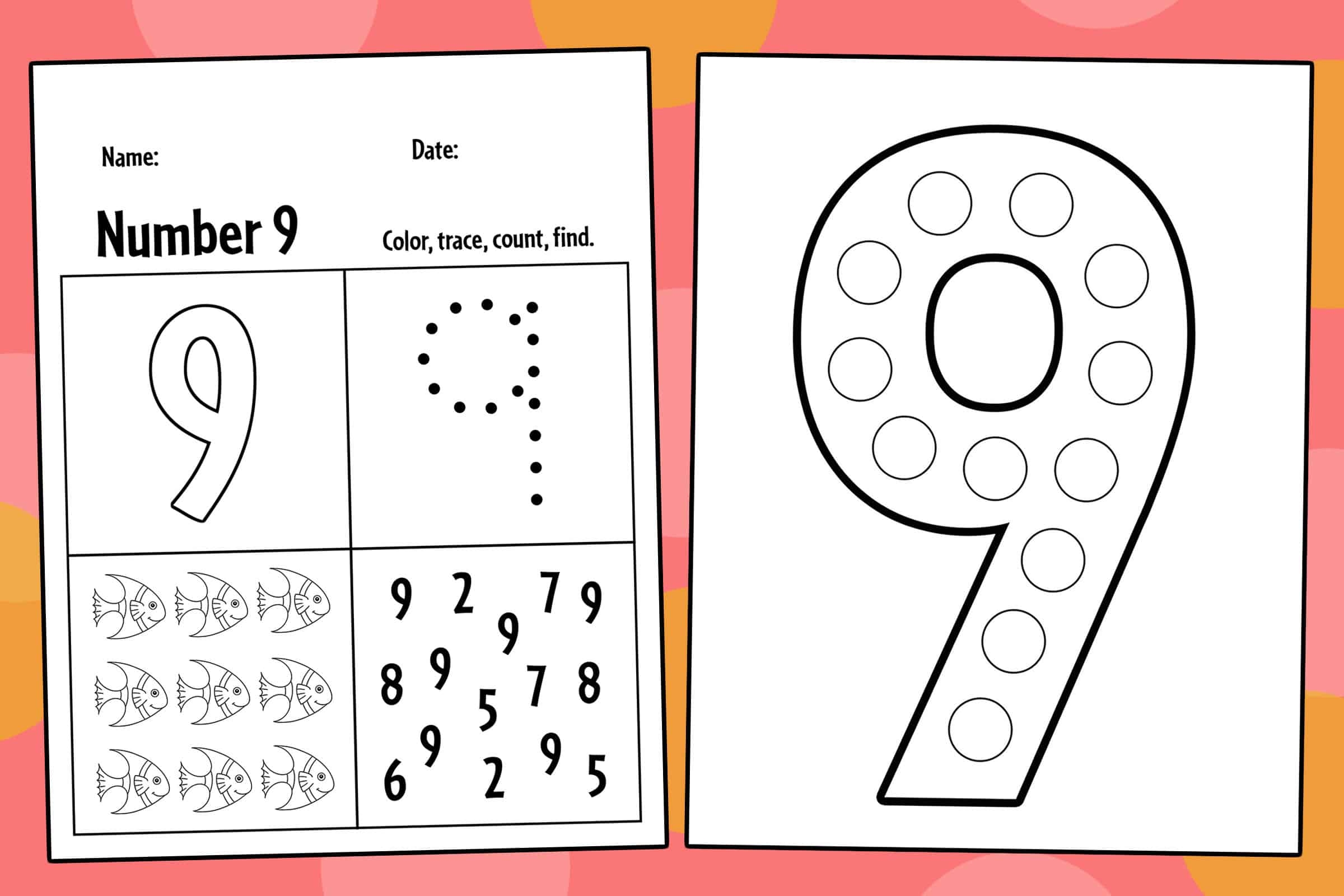FREE Number 9 Worksheets For Preschool The Hollydog Blog Worksheets 