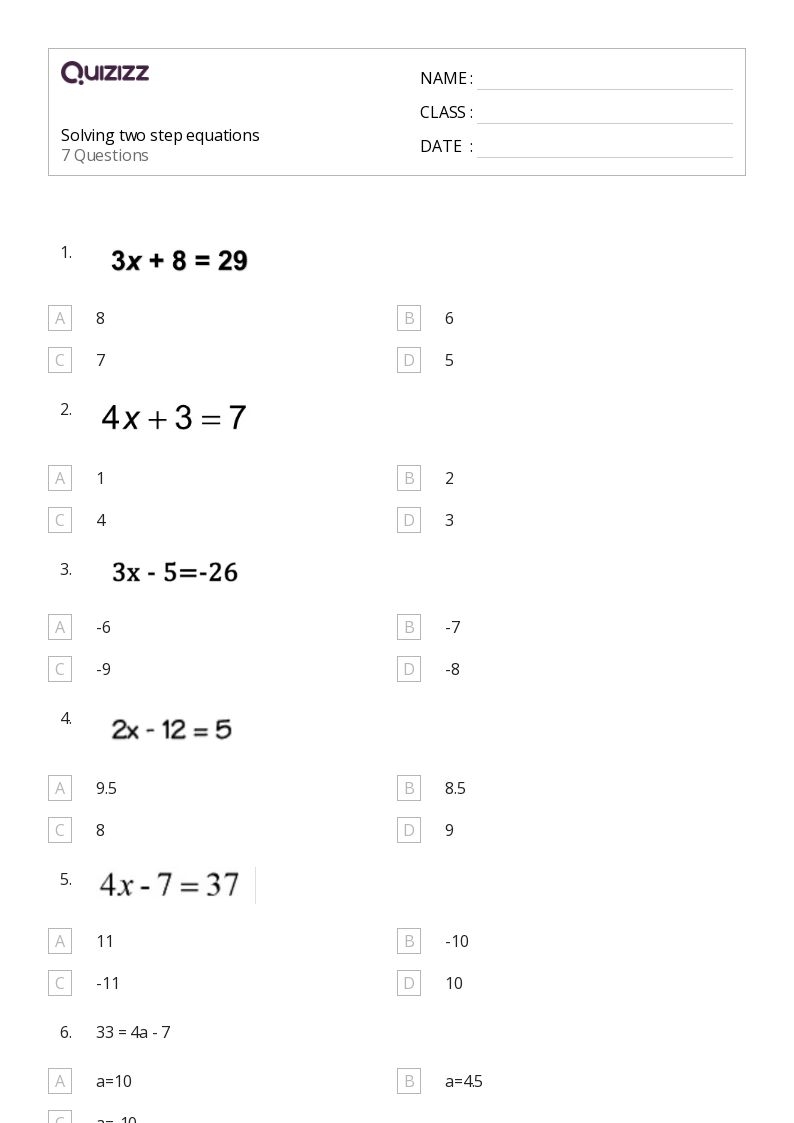 Free One Step And Two Step Equations Worksheet Download Free One Step 