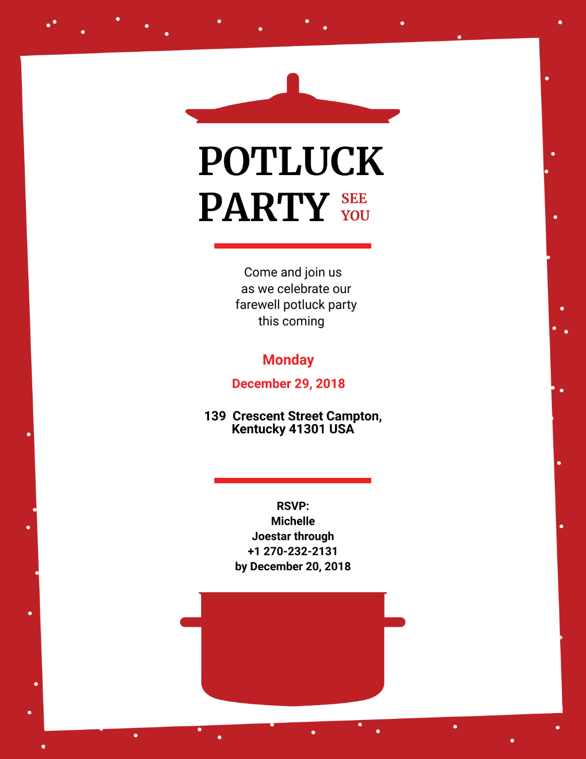 Free Potluck Templates To Edit Online