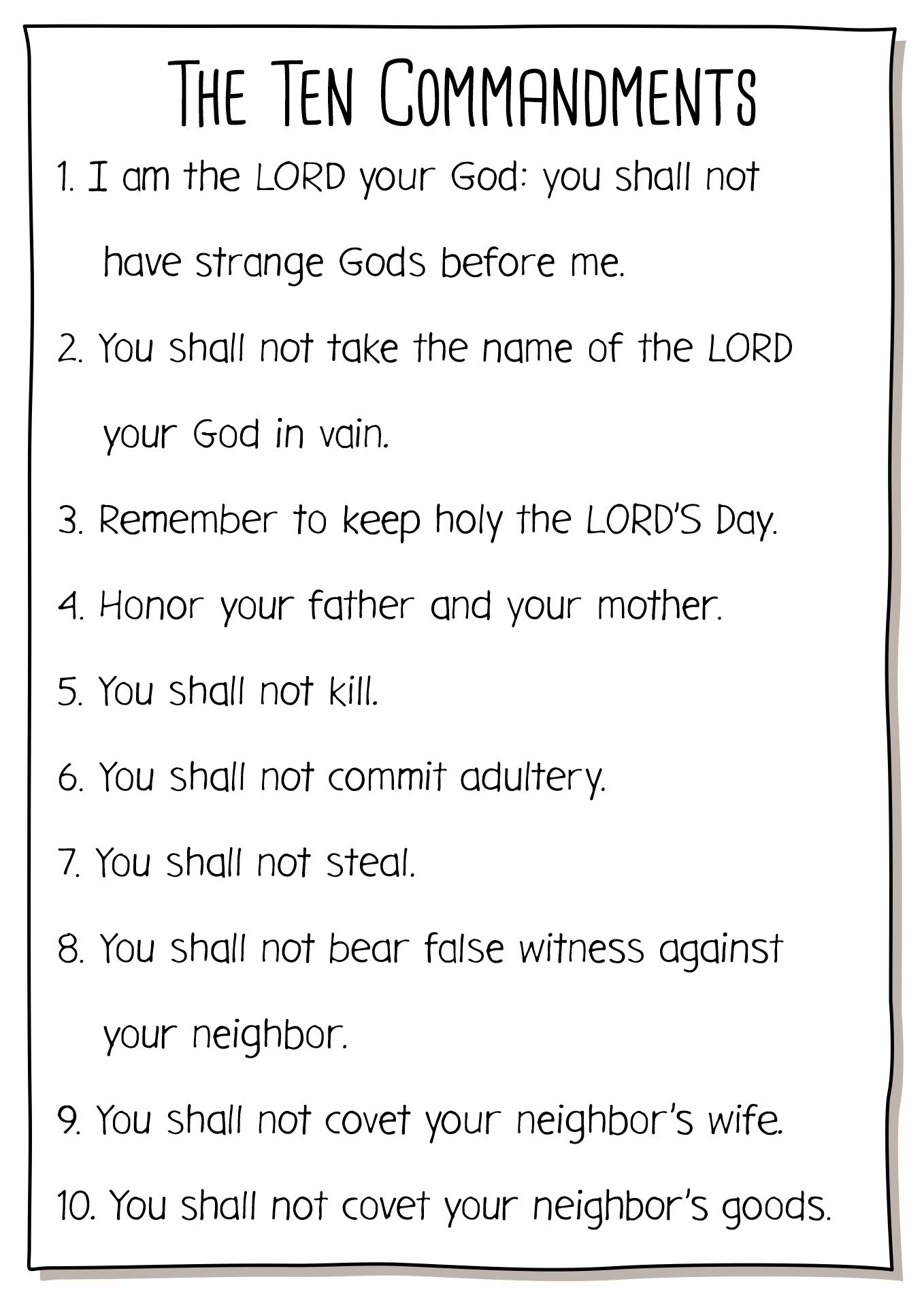 Free Printable 10 Commandments Printable Worksheets Whether You re 