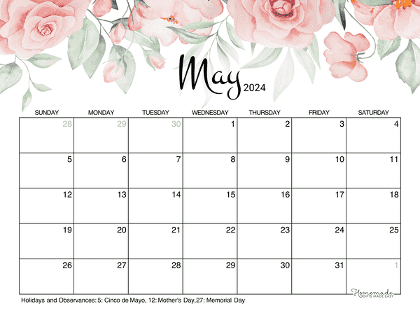 Free Printable 2024 May Calendar Pdf Printable Margy Saundra
