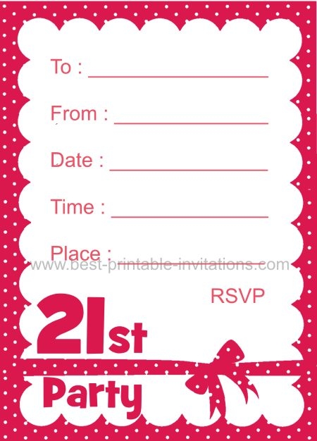 Free Printable 21st Birthday Invitation Cards Templates Printable