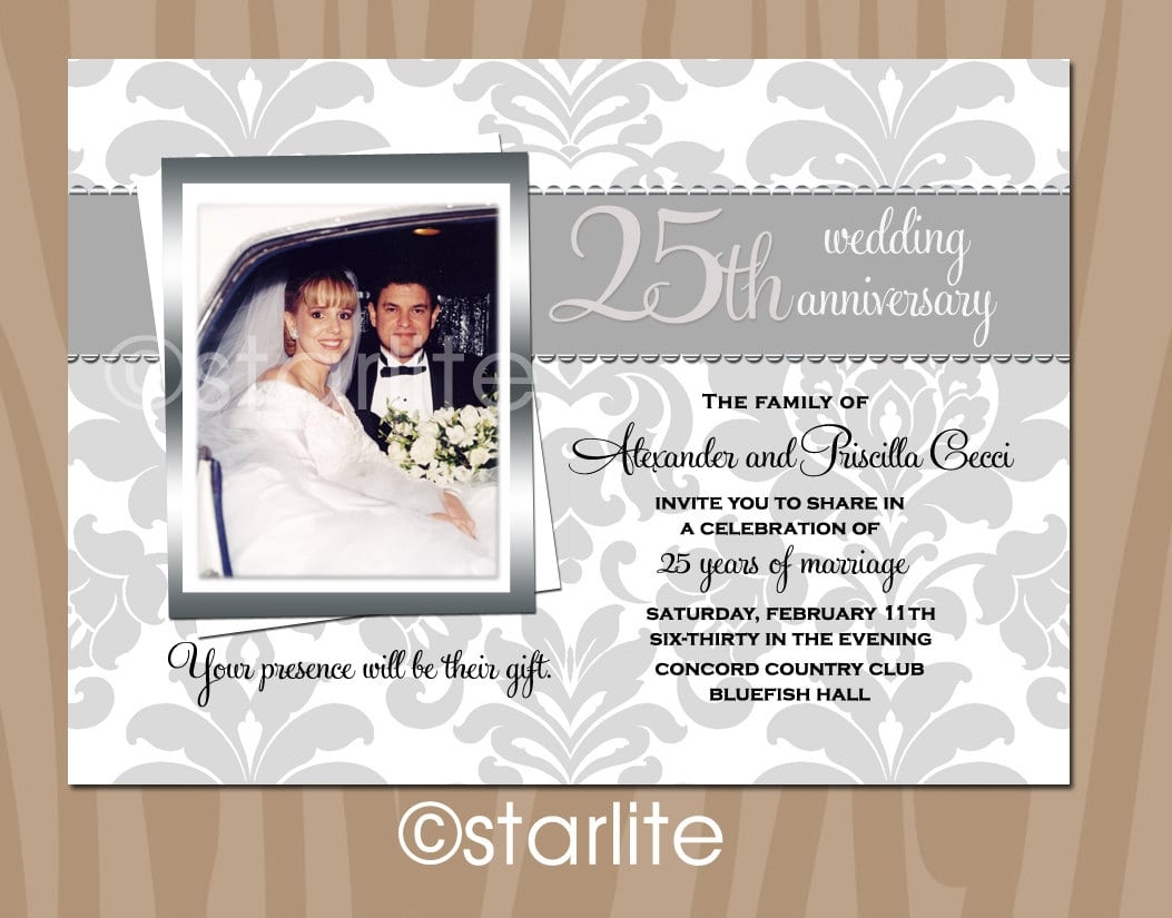 Free Printable 25th Wedding Anniversary Invitation