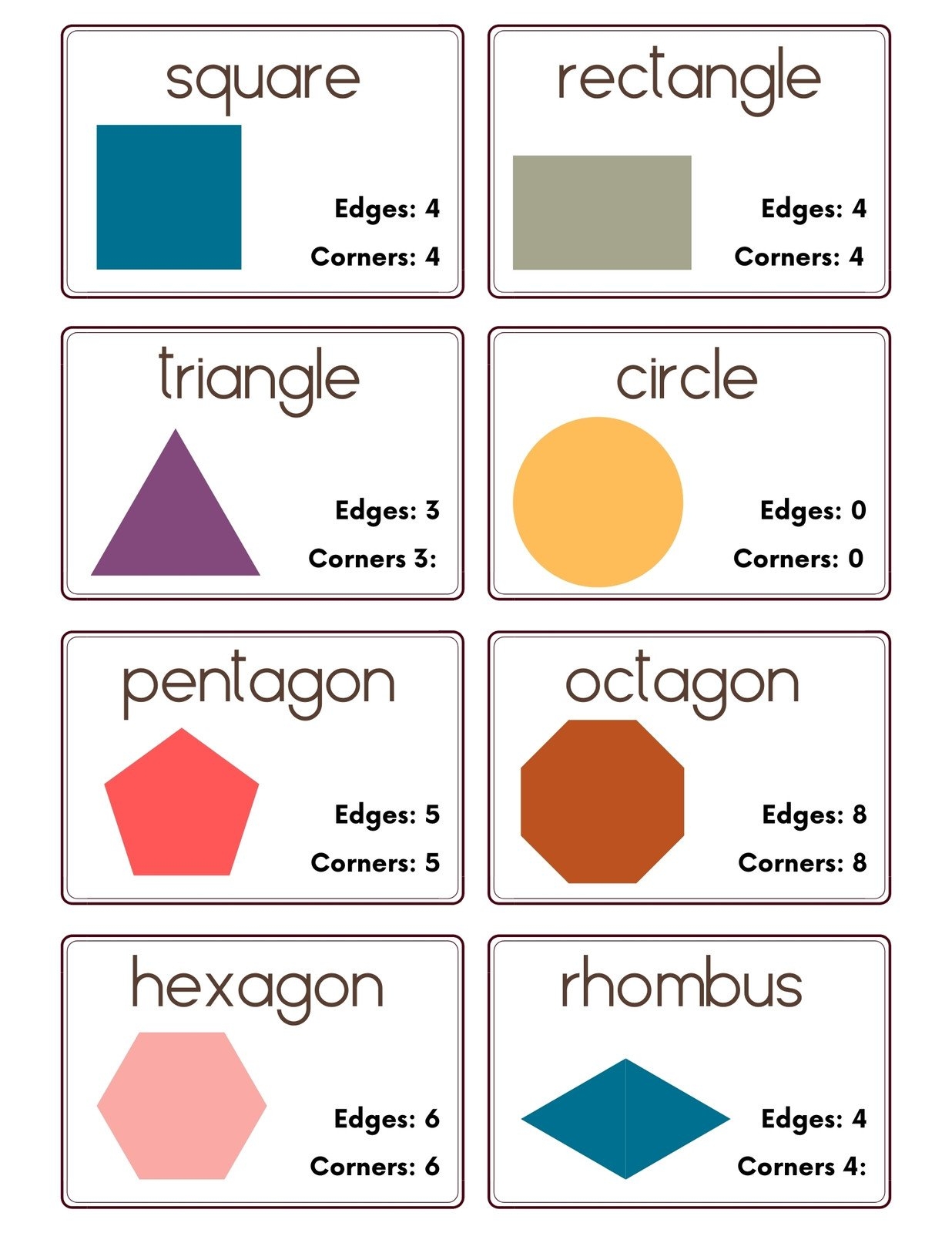 Free Printable 2D Shapes Flashcards Worksheet 51 OFF