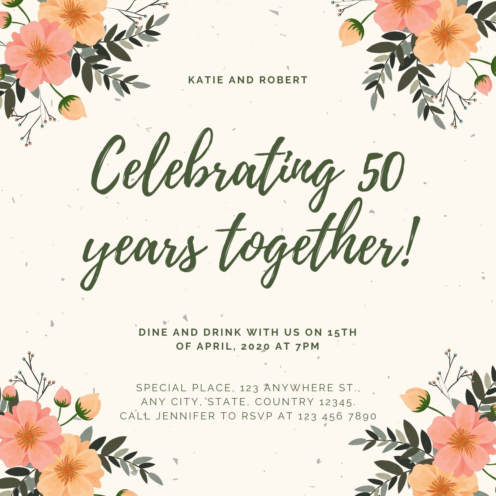 Free Printable 50th Wedding Anniversary Invitation Template Printable 
