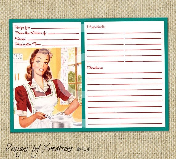 5x7 recipe cards free printable