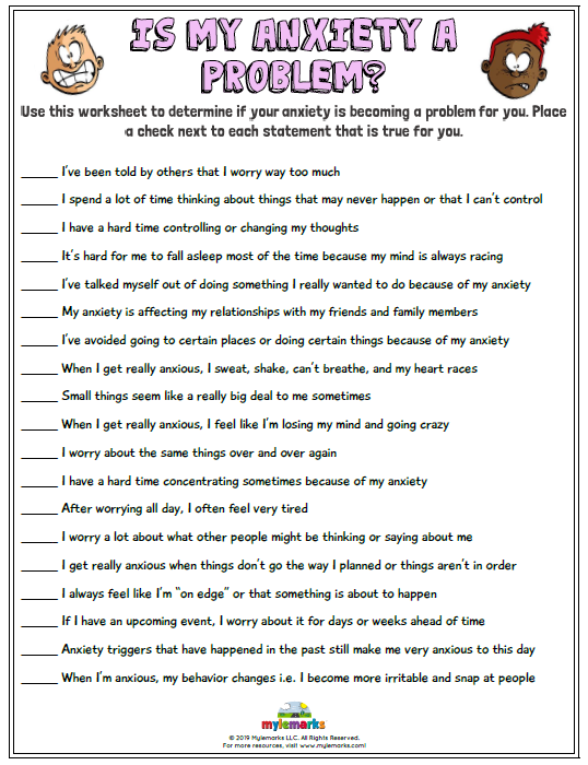 free printable anxiety worksheets pdf