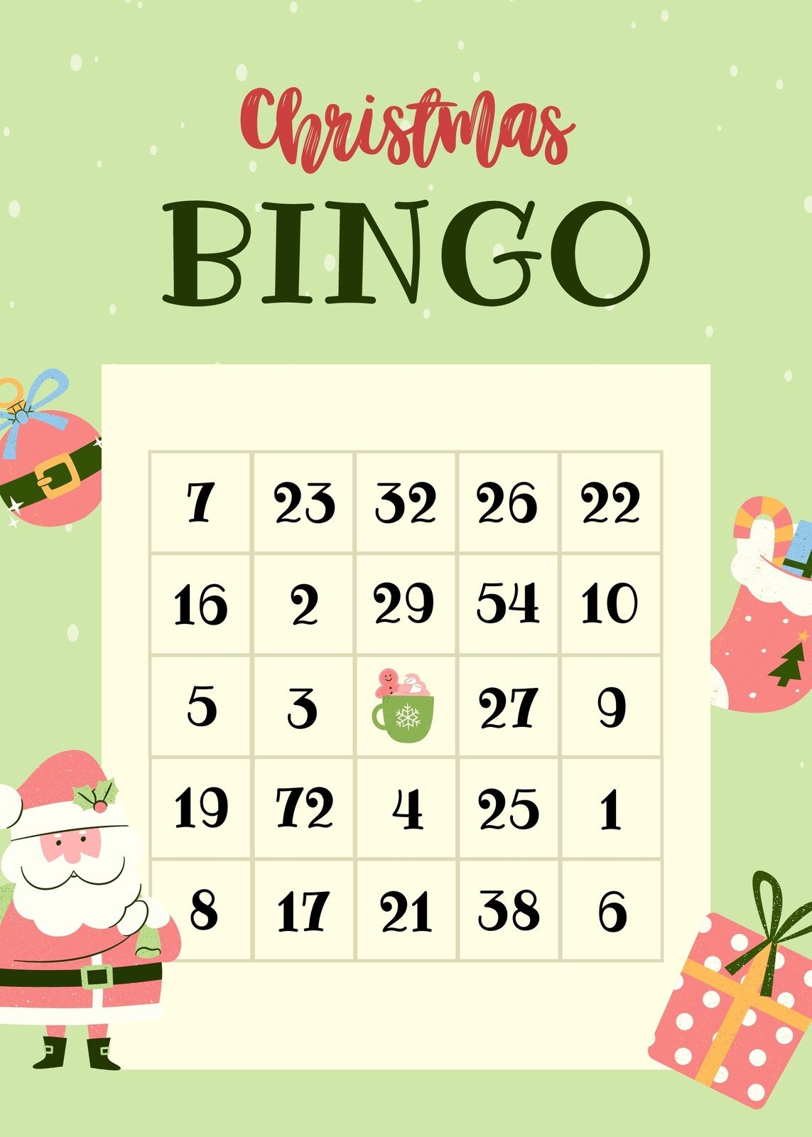 20 different printable christmas bingo cards