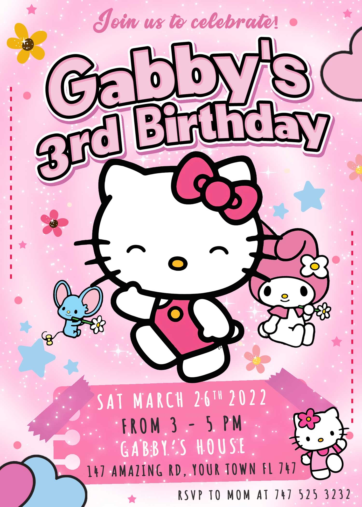 2 printable birthday invitation cards