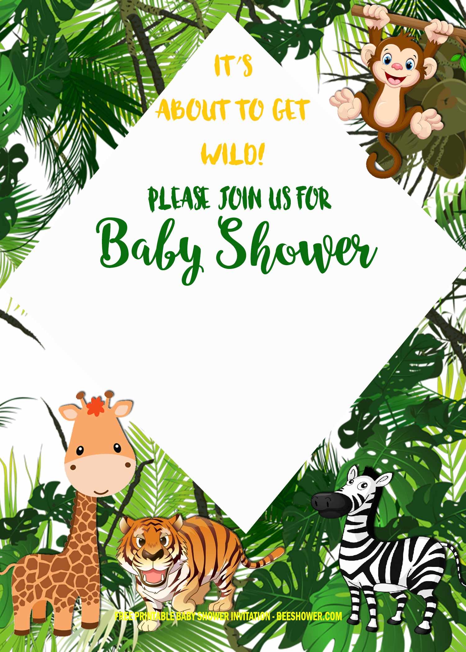 jungle theme blank safari invitation template